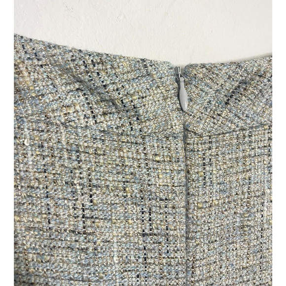 St John Dress 8 Sleeveless Tweed Knit Silk Lined Sheath Linen Blend Back Zip - Picture 8 of 8